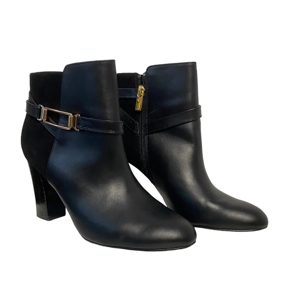Isola Shoes - Isola Neptune Leather and Suede Holiday Preppy Casual Chic Ankle Boots Black